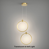 2-Light Circle Pendant Light Gold Brass Charmed Hanging Light