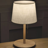Gentle Glow Nordic Walnut Lamp With Luxury Fabric Accents
