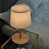 Gentle Glow Nordic Walnut Lamp With Luxury Fabric Accents