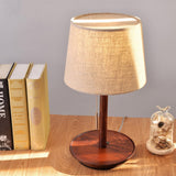Gentle Glow Nordic Walnut Lamp With Luxury Fabric Accents