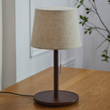 Gentle Glow Nordic Walnut Lamp With Luxury Fabric Accents