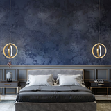 Gold Geometric Pendant Light 2-Ring Led Hanging Light In Brass