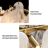 Modern 6-Light Tiered Cloud Glass Chandelier With Adjustable Cables