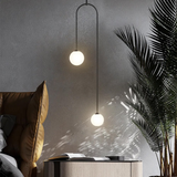 Modern Pendant Light Glass Globe 2-Light U-Shaped For Living Room And Bedroom