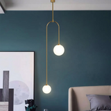 Modern Pendant Light Glass Globe 2-Light U-Shaped For Living Room And Bedroom