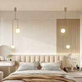 Modern Pendant Light Glass Globe 2-Light U-Shaped For Living Room And Bedroom