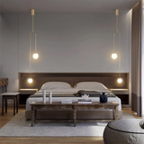 Modern Pendant Light Glass Globe 2-Light U-Shaped For Living Room And Bedroom