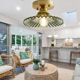 Vintage Clear Glass Ribbed Petal Ceiling Light