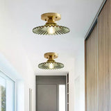 Vintage Clear Glass Ribbed Petal Ceiling Light