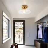 Vintage Clear Glass Ribbed Petal Ceiling Light