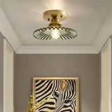 Vintage Clear Glass Ribbed Petal Ceiling Light