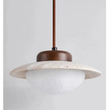 Wallnut And Stone Pendant Light