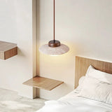 Wallnut And Stone Pendant Light