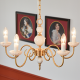 Cream Glass Chandelier American Retro Metal Chandelier Lamp Bedroom