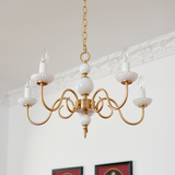 Cream Glass Chandelier American Retro Metal Chandelier Lamp Bedroom