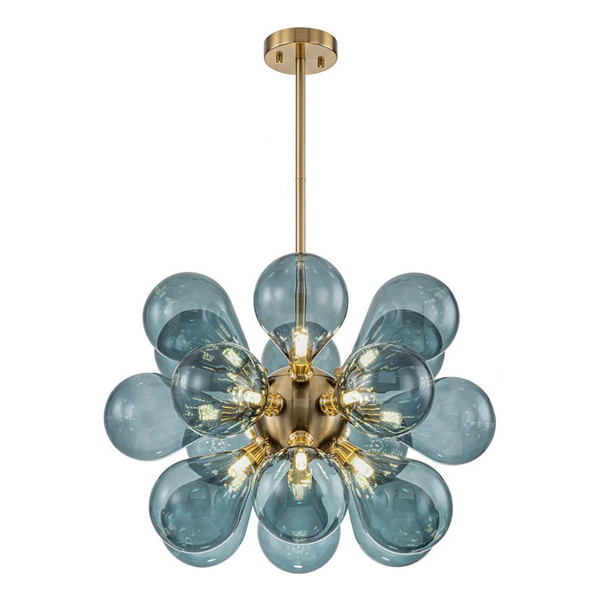 Cluster Blue Glass Bubble Chandelier