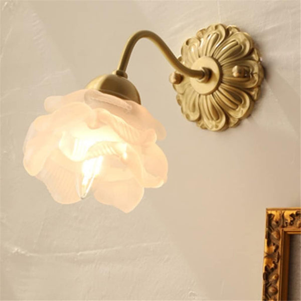 Vintage Copper Flower Petal Glass Wall Lamp