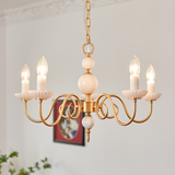 Cream Glass Chandelier American Retro Metal Chandelier Lamp Bedroom