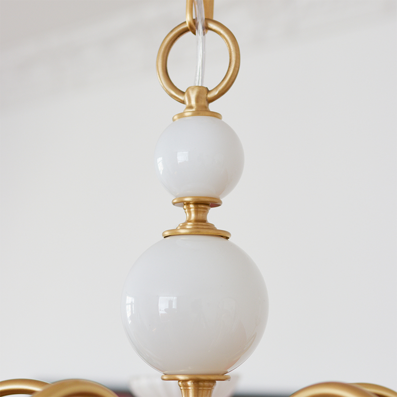 Cream Glass Chandelier American Retro Metal Chandelier Lamp Bedroom