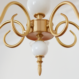 Cream Glass Chandelier American Retro Metal Chandelier Lamp Bedroom