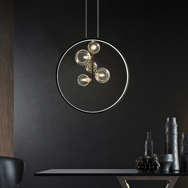 Black Pendant Light Minimalist Glass Globe Led