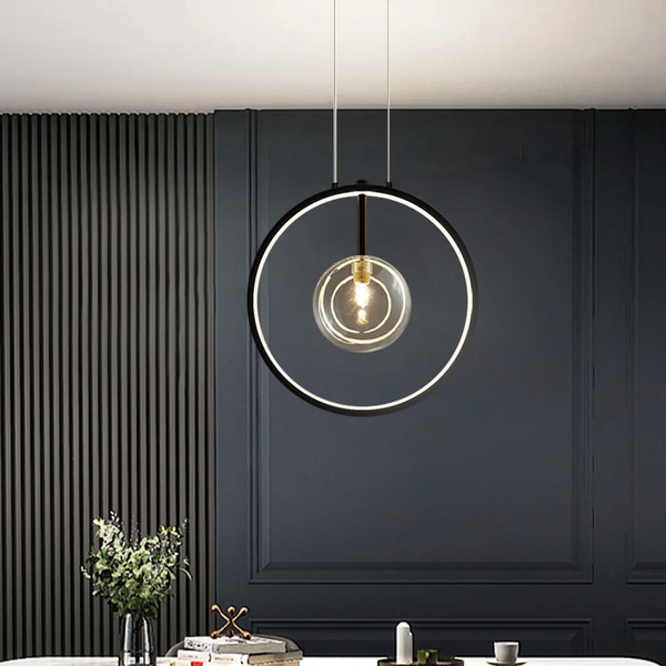 Black Pendant Light Minimalist Glass Globe Led
