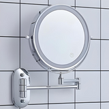 Chrome Silver Rechargeable Led Magnifying Mirror For Make-Up And Bathroom