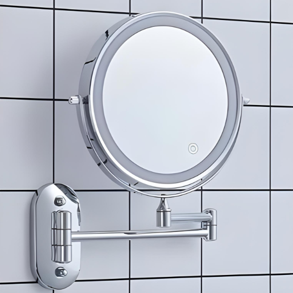 Chrome Silver Rechargeable Led Magnifying Mirror For Make-Up And Bathroom