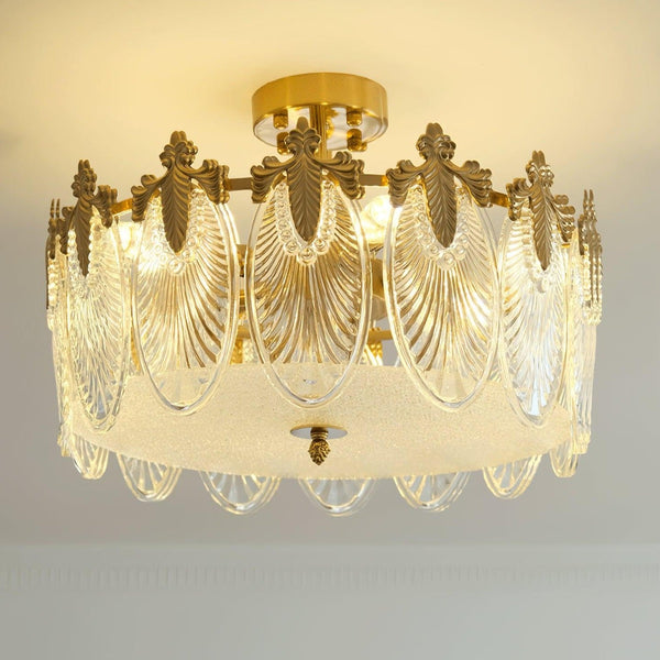 Decorative pattern glass round chandelier