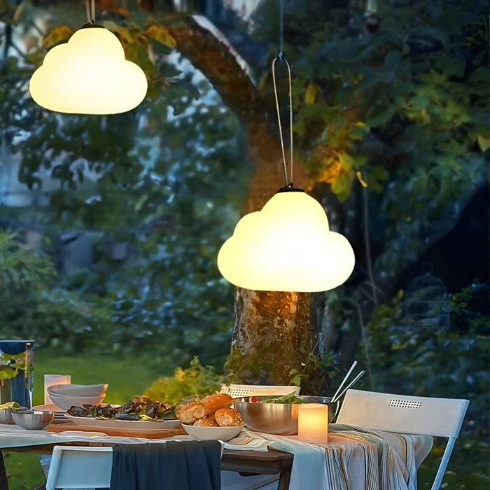Minori Design Led Hanging Lamp Cloud Milk White Metal/Acrylic Garden