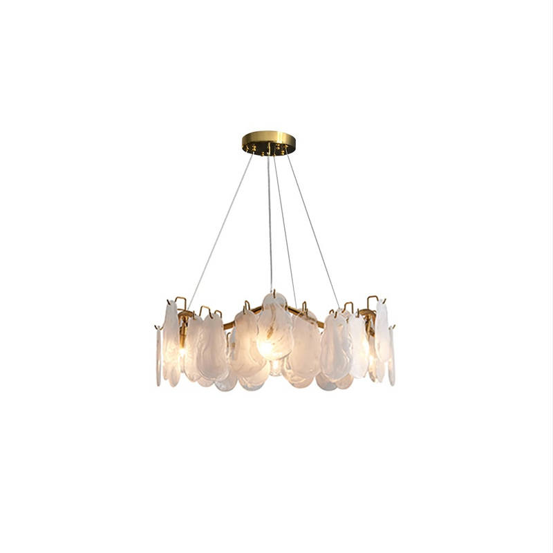 Modern 6-Light Tiered Cloud Glass Chandelier With Adjustable Cables