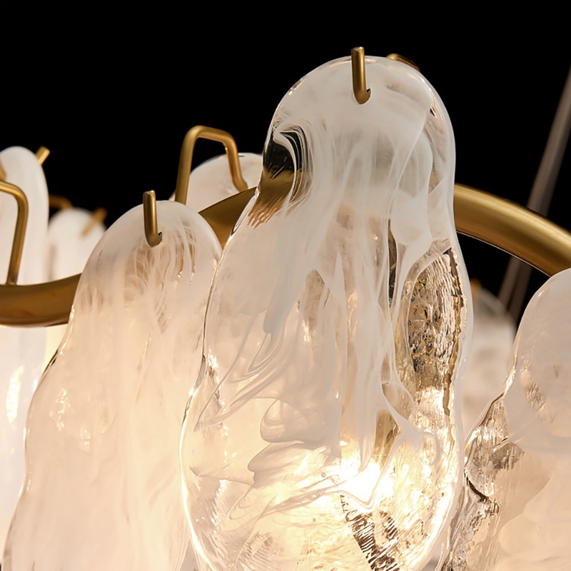 Modern 6-Light Tiered Cloud Glass Chandelier With Adjustable Cables