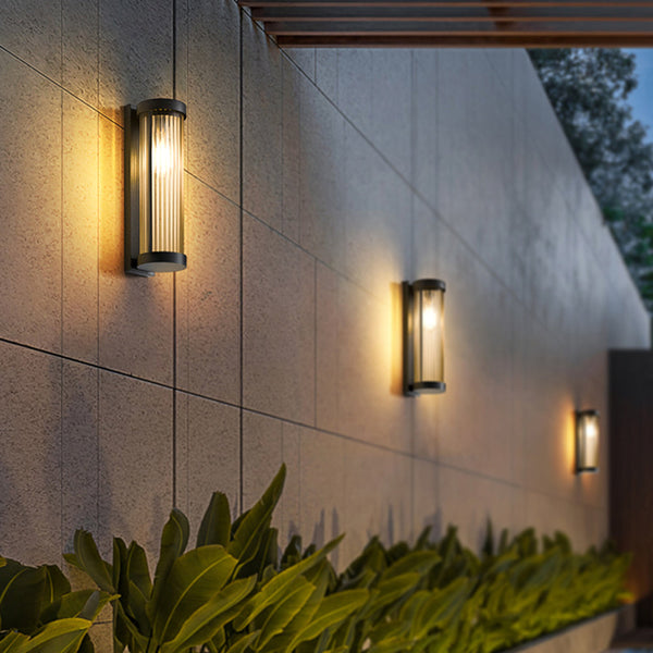 Modern Cylindrical Metal & Glass Outdoor Solar Ip65 Waterproof Outdoor Lamp
