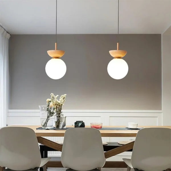 Nordic Pendant Light Made From Half-Wood