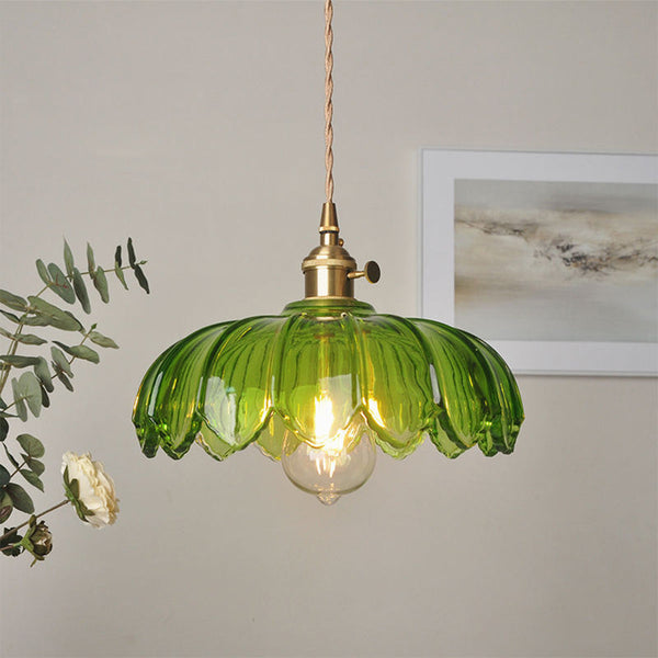 Vintage glazed floral hanging Lamp