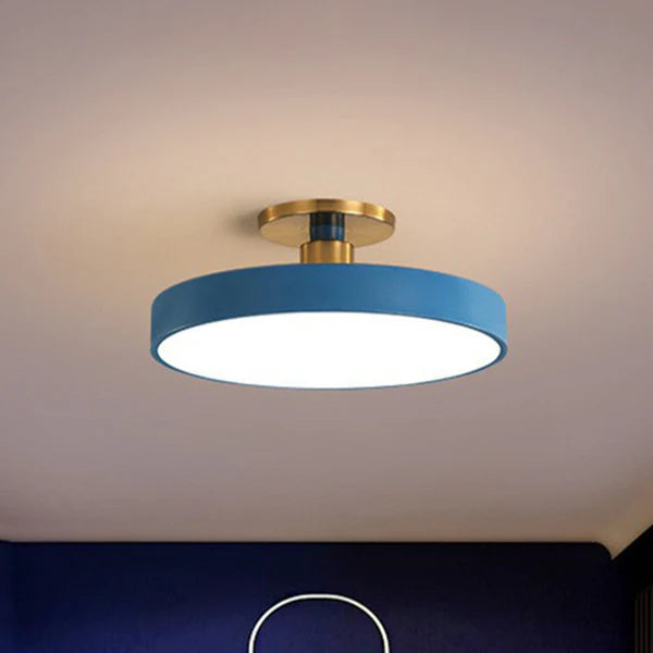 Round Flush Mount Light Nordic Style Acrylic Bedroom Led Semi Coil Ceiling Light