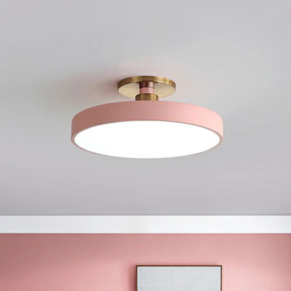 Round Flush Mount Light Nordic Style Acrylic Bedroom Led Semi Coil Ceiling Light