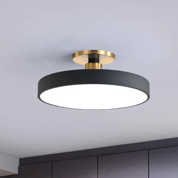 Round Flush Mount Light Nordic Style Acrylic Bedroom Led Semi Coil Ceiling Light