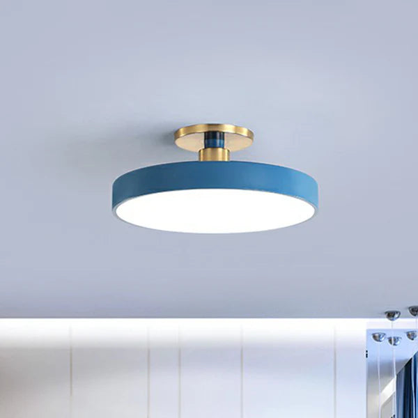 Round Flush Mount Light Nordic Style Acrylic Bedroom Led Semi Coil Ceiling Light