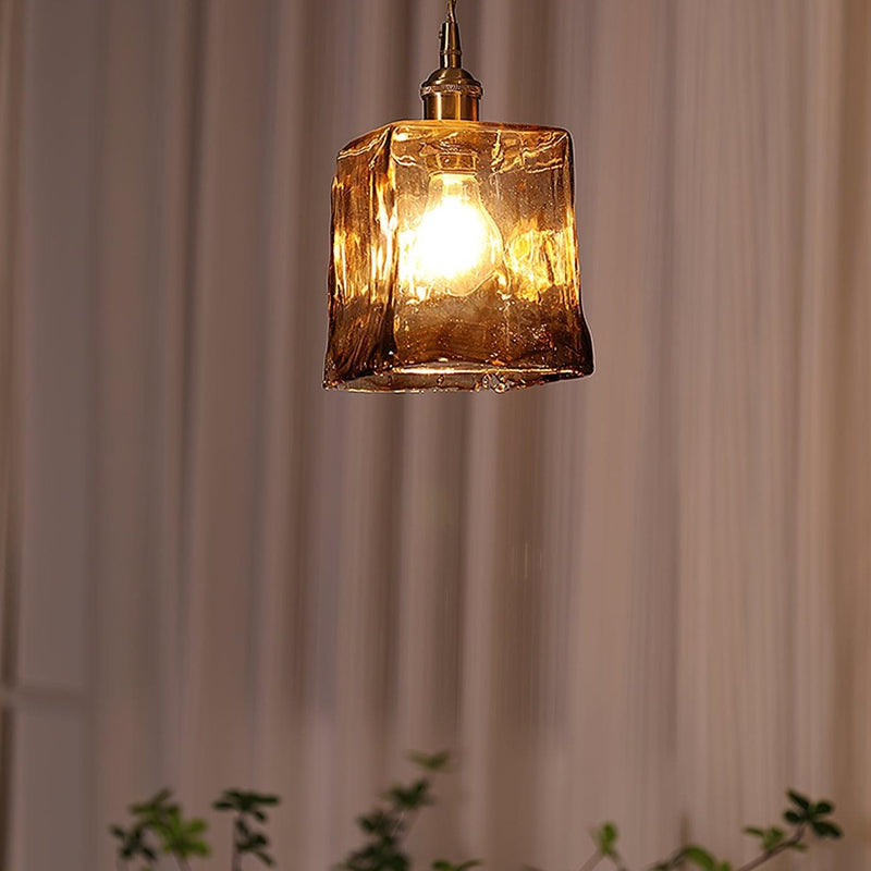 Vintage Brown Glass Pendant Light