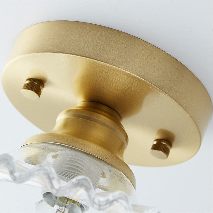 Vintage Clear Glass Ribbed Petal Ceiling Light