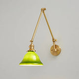Vintage Swing Arm Adjustable Green Glass Wall Light