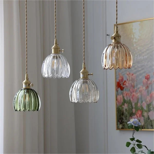 Japanese Retro Glass Flower Pendant Light