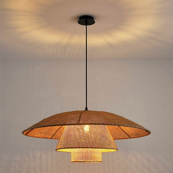Gleamify - Rattan pendant lamp Ceiling lamp with tapered shade